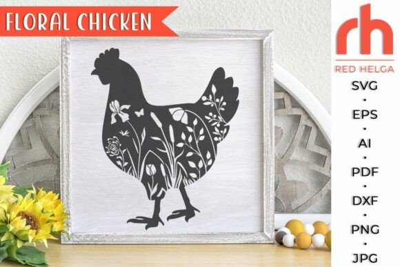 Floral Chicken SVG, Flower Animal DXF Review