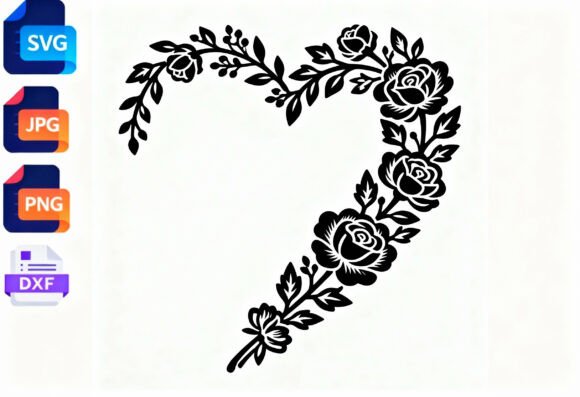 Floral Heart SVG Cut File Roses Leaves Review