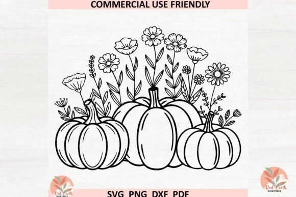 Floral Pumpkins Svg, Flower Pumpkin Svg