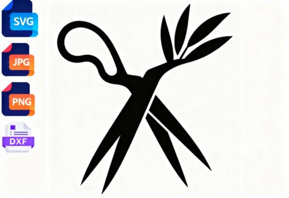 Floral Scissors SVG PNG DXF Cutting File