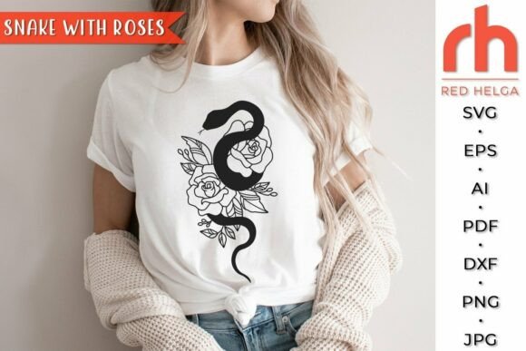 Floral Snake SVG, Viper with Roses DXF Review