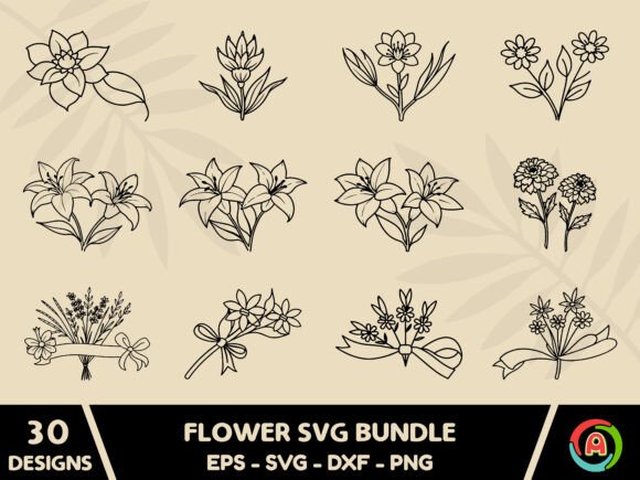 Flower Outline Bundle SVG, Floral Bundle: A Designer's Review