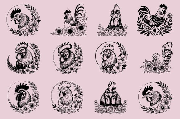 Rooster Bundle, Floral Chicken SVG: A Designer's Review