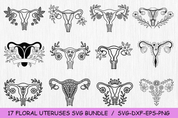 Uterus Svg Bundle, Floral Uteruses SVG Review